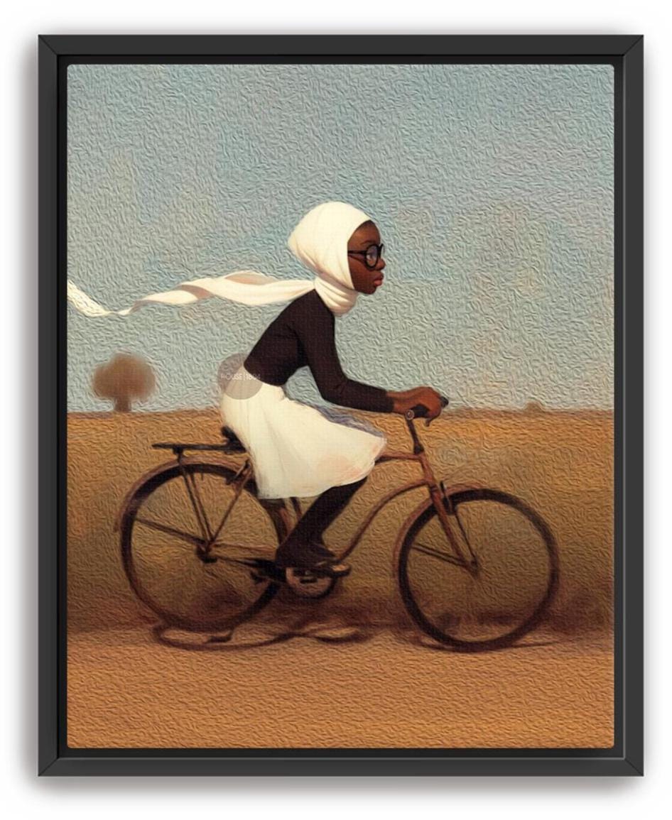 Whimsical Black Girl Framed Canvas Art