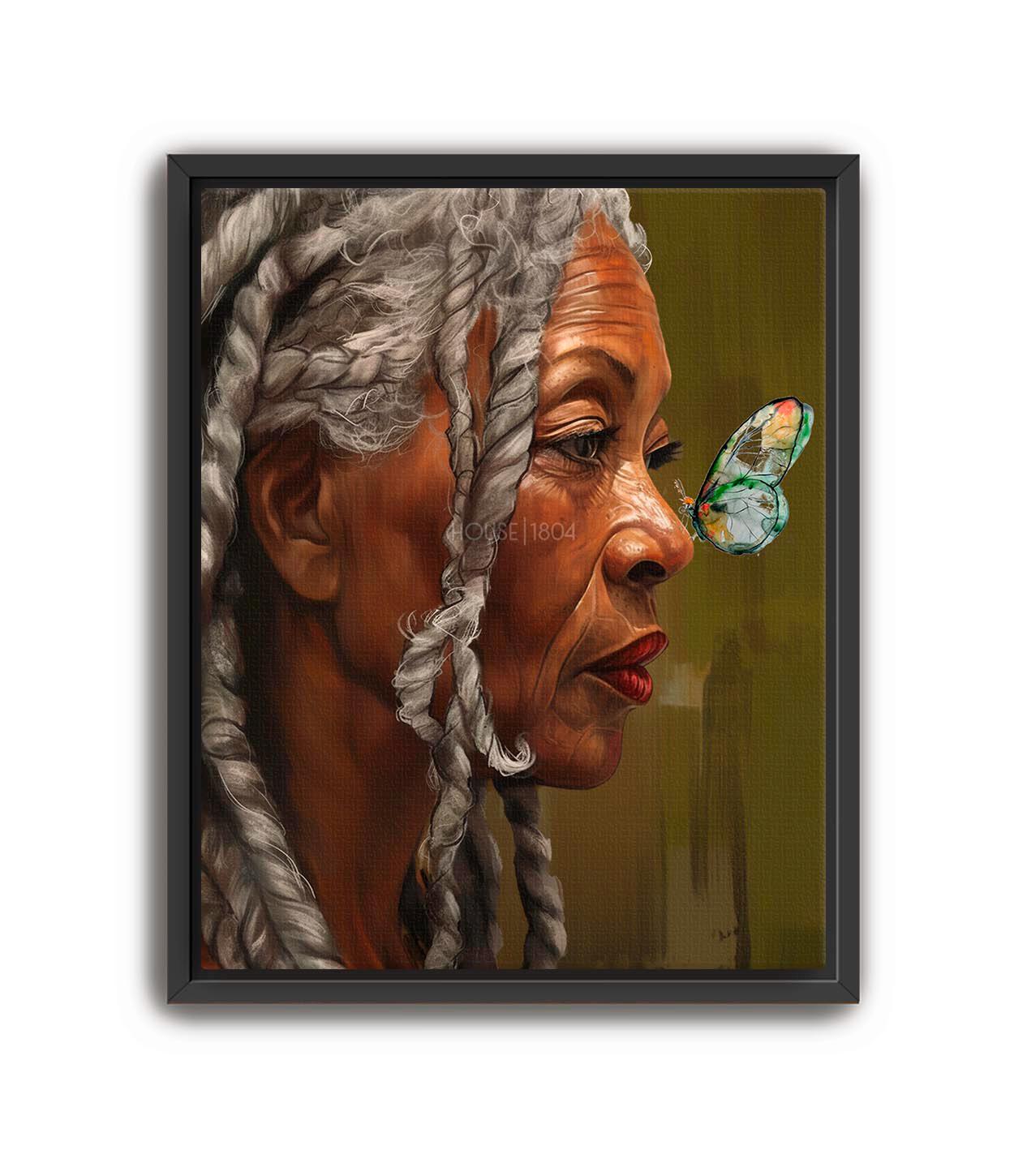 Older Black Woman Art, Gray Hair Lady Art, Elder Art, Black Woman Boho Art, Caribbean Woman Art, Caribbean Art, African Woman Art Prints