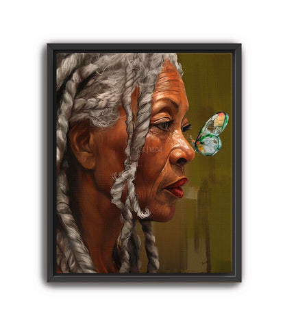 Older Black Woman Art, Gray Hair Lady Art, Elder Art, Black Woman Boho Art, Caribbean Woman Art, Caribbean Art, African Woman Art Prints