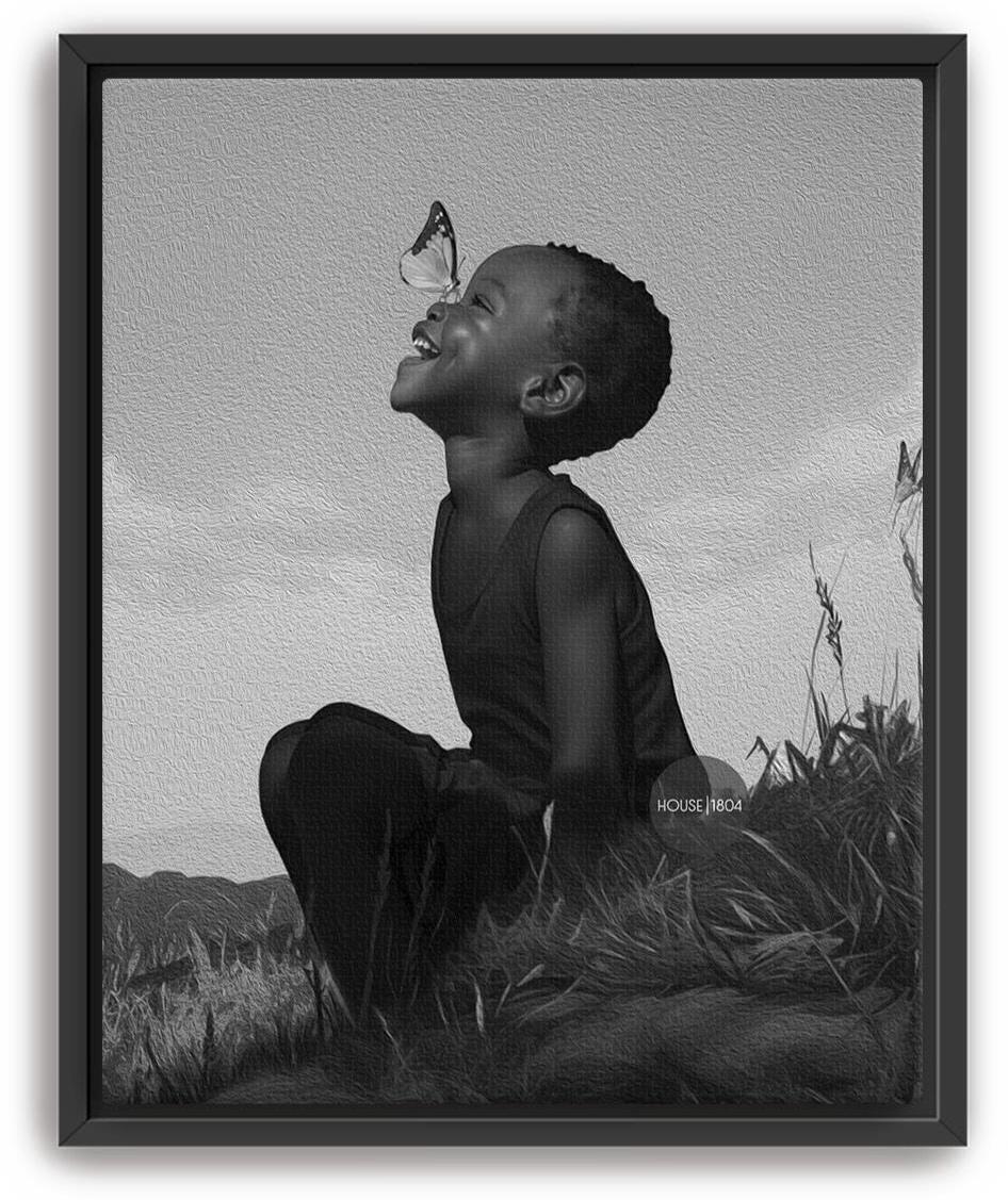 Black Boy Joy Art Canvas Framed, Black and White