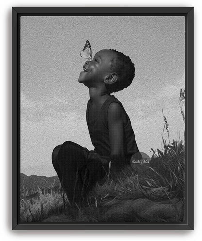 Black Boy Joy Art Canvas Framed, Black and White