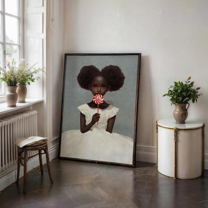 Black Kids Wall Art, Cute Black Girl Nursery Art, Black Toddler Room Art