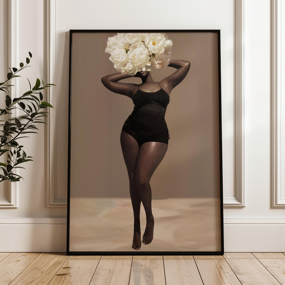Body Positivity Wall Art, Black Curvy Woman Canvas Print | Framed or Unframed