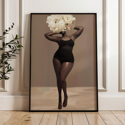 Body Positivity Wall Art, Black Curvy Woman Canvas Print | Framed or Unframed