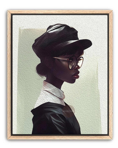 Black Woman Hat Canvas Art, Minimalist