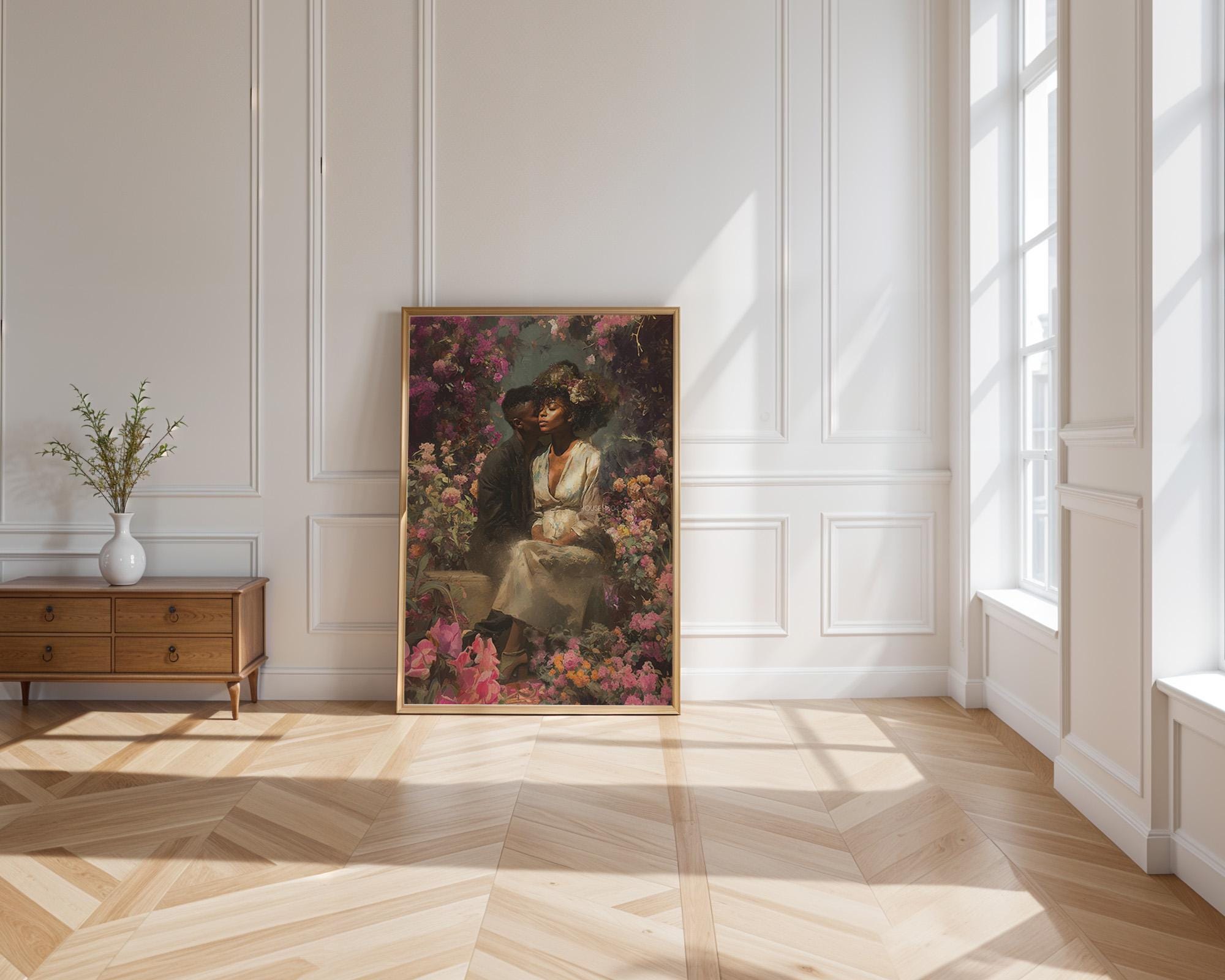 Black Couple Art Print: Vintage African American Love Canvas