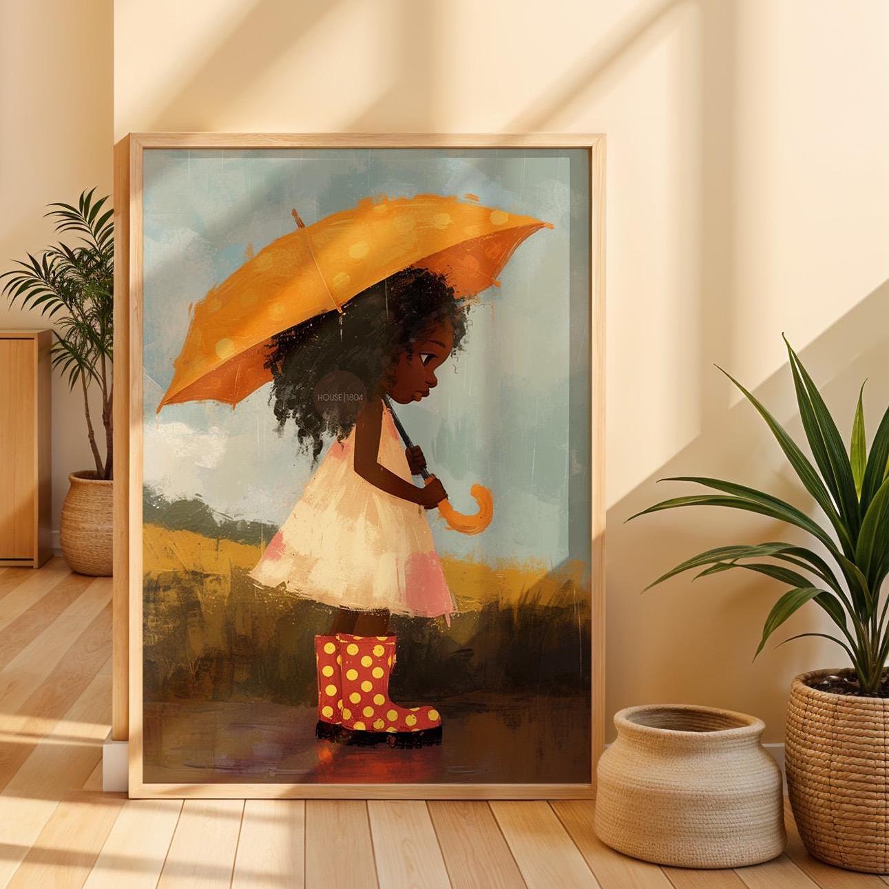 Little Black Girl Art Print, Nursery Decor, Moody Kid&
