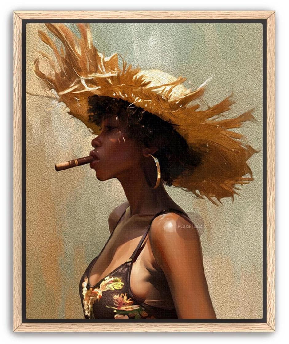 Caribbean Woman Smoking Cigar Canvas