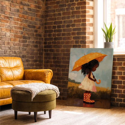Little Black Girl Art Print, Nursery Decor, Moody Kid&