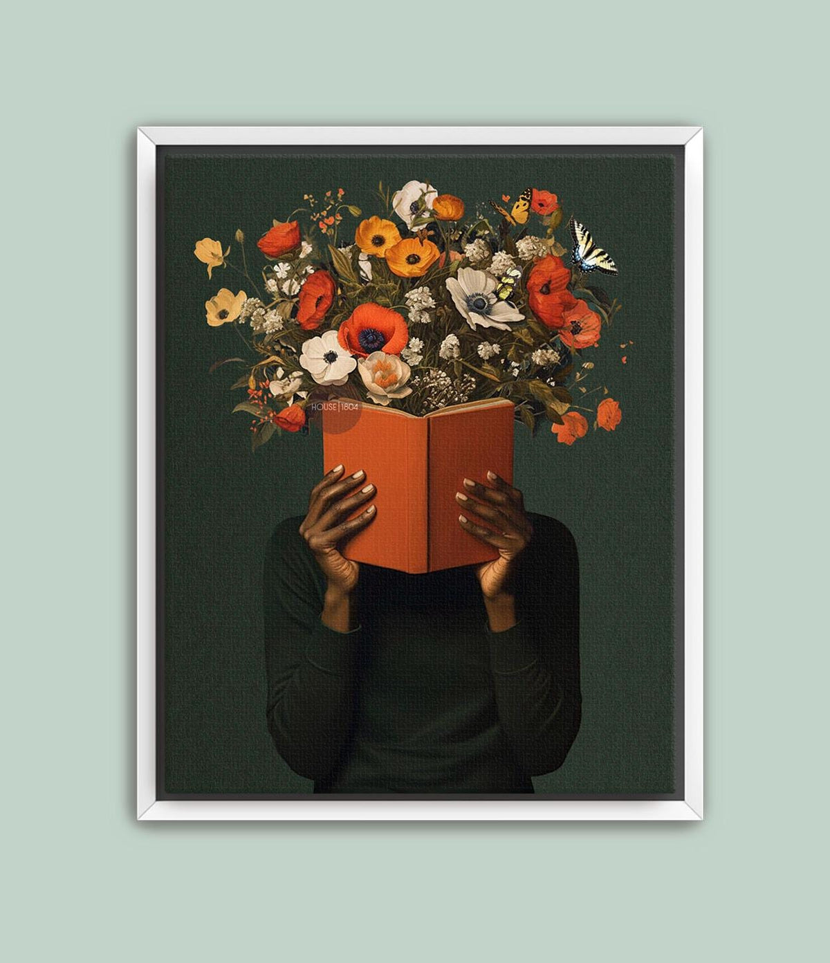 Black Reading Wall Art, African American Book Lover Canvas Print, Framed Unframed Art