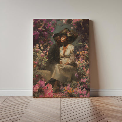 Black Couple Art Print: Vintage African American Love Canvas