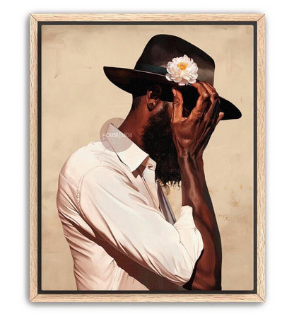 Black Man Portrait Art: Harlem Renaissance Art Print, Beige Background