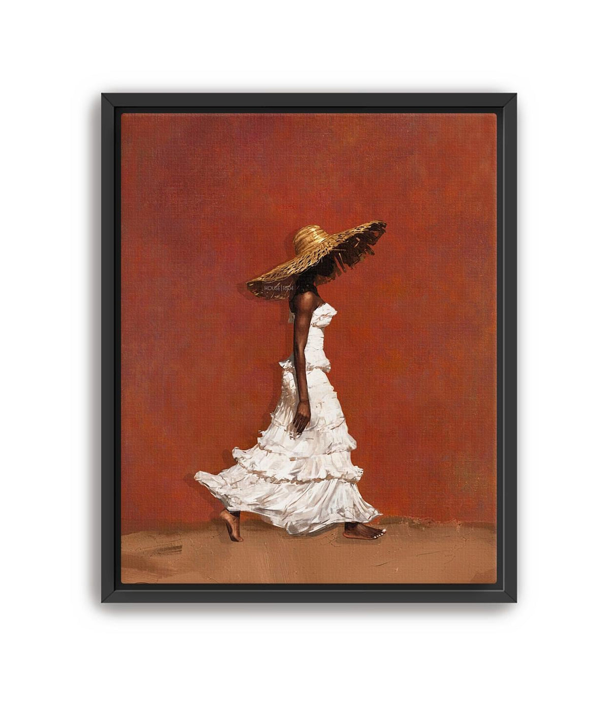 Afrocentric Wall Art, Terracotta Black Woman Portrait Canvas | Framed Unframed