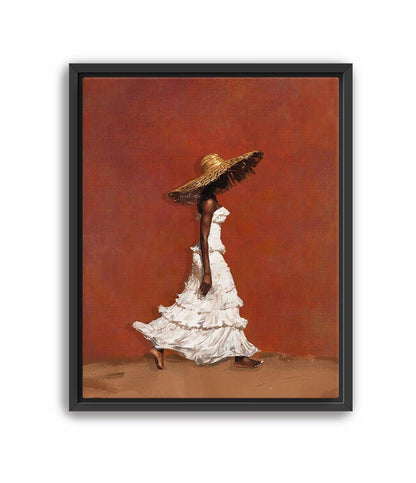Afrocentric Wall Art, Terracotta Black Woman Portrait Canvas | Framed Unframed