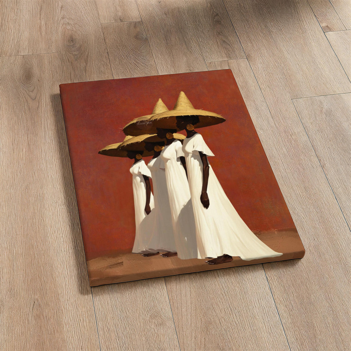 Afrocentric Women Canvas Art, Boho Sister Girl Friends Minimalist Canvas Print