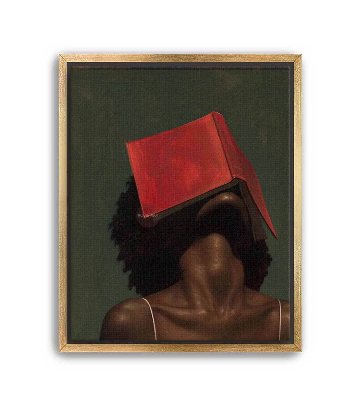 Black Woman Reading Art, Minimalist Green Portrait Canvas Prints!