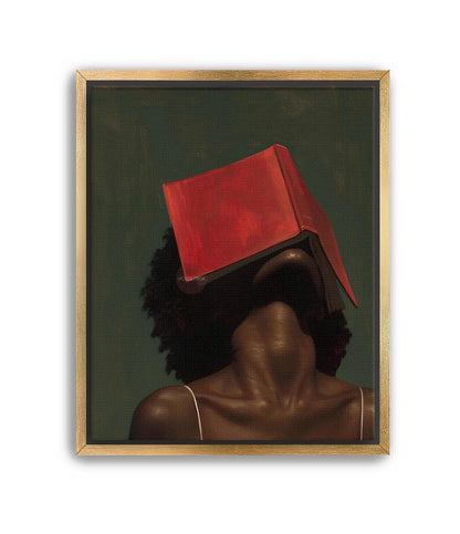 Black Woman Reading Art, Minimalist Green Portrait Canvas Prints!