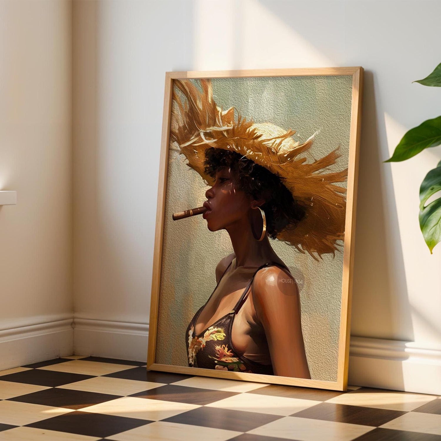 Caribbean Woman Smoking Cigar Canvas