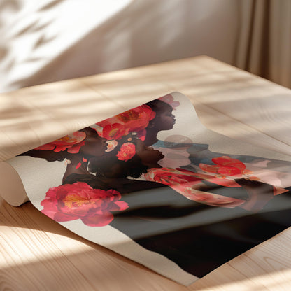Black Mother and Two Daughters Framed Canvas Wall Art Print: