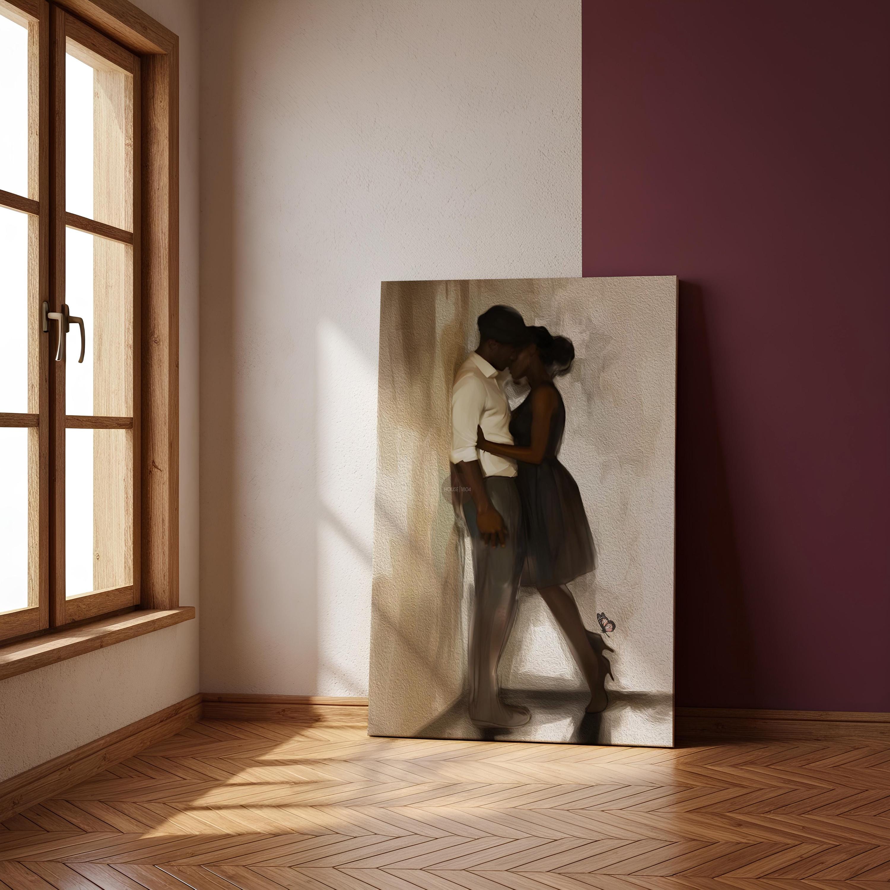 Black Love Art Print, African American Couple, Valentine&