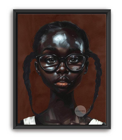 Little Black Girl Wall Art Framed: Afrocentric, African American Children Canvas Print
