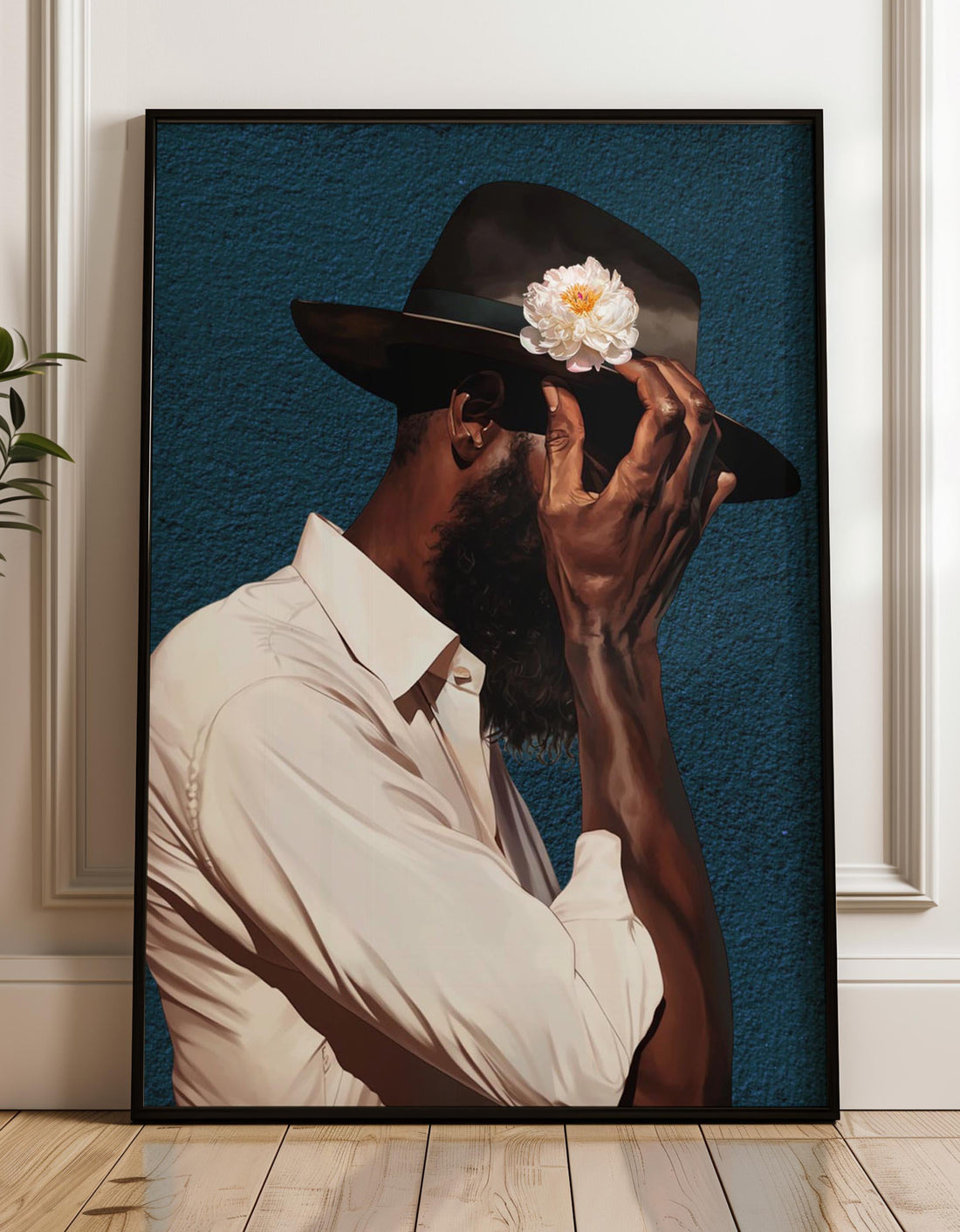 Modern Black Man Art, Black Wall Art, Black Man Floral Print, Black Man Blues, Boho Black Man Fashion Art, Abstract Black Art, Gift for Him