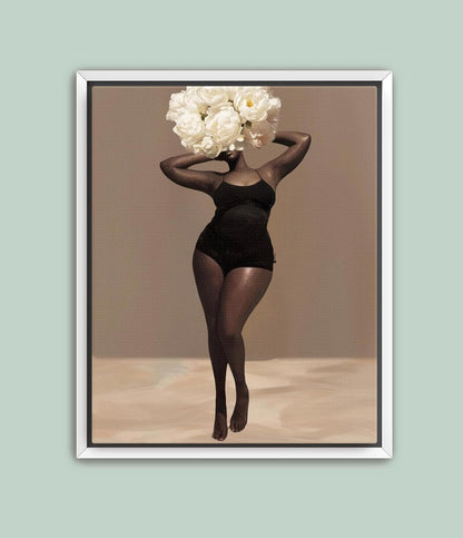 Body Positivity Wall Art, Black Curvy Woman Canvas Print | Framed or Unframed