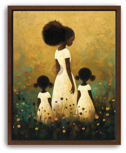 Motherhood Framed Canvas Art, Two daughters