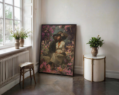 Black Couple Art Print: Vintage African American Love Canvas
