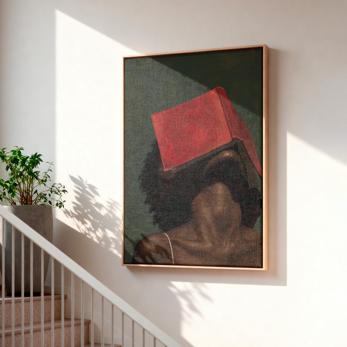 Black Woman Reading Art, Minimalist Green Portrait Canvas Prints!