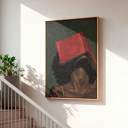 Black Woman Reading Art, Minimalist Green Portrait Canvas Prints!