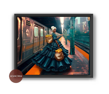 Karabela Dress Art, Haitian Fashion Art, Haitian In The City, Karabela Art, Caribbean Art, Bohemian Art Prints, Modern Haitian Art Prints