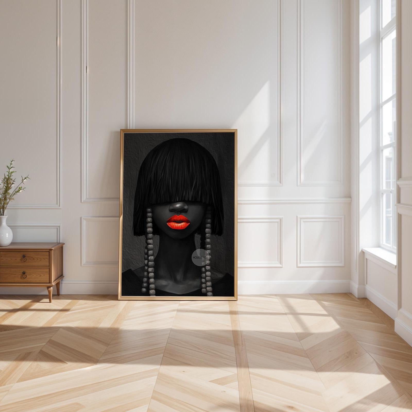 Black and White Afrocentric Woman Canvas Art