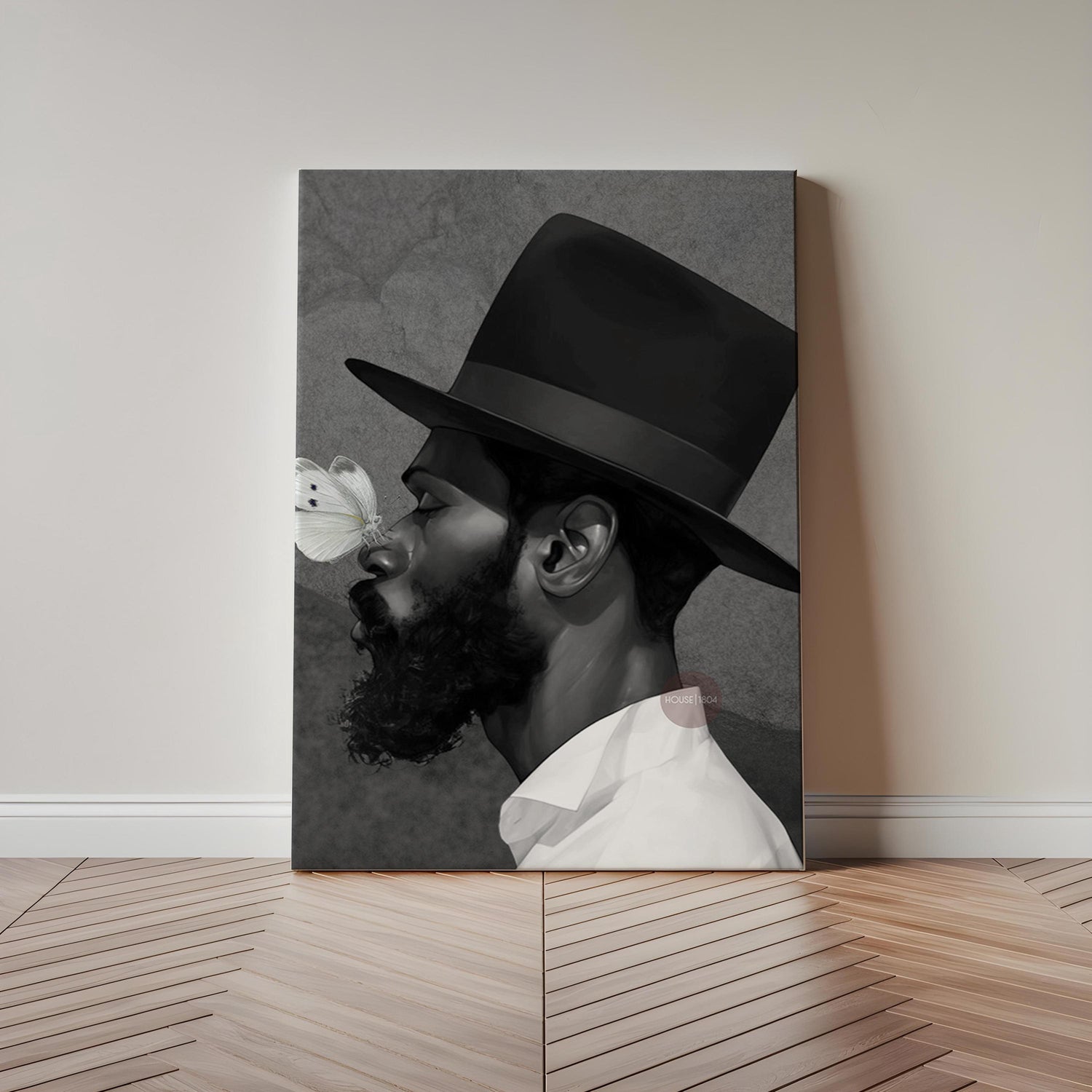 African American Man Portrait Print: Black White Modern Canvas Art