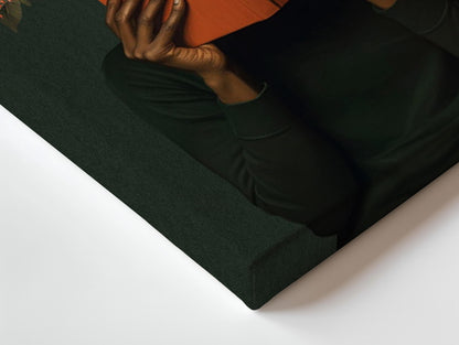 Black Reading Wall Art, African American Book Lover Canvas Print, Framed Unframed Art
