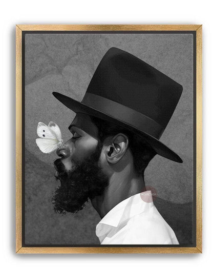 African American Man Portrait Print: Black White Modern Canvas Art