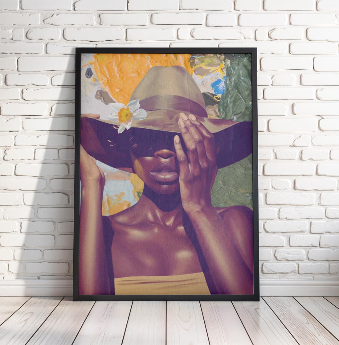 Hat Lady Canvas Print, Black Woman Art Print, Black Woman Canvas, Vintage Hat Lady, Black Woman with Hat Wall Art, Colorful Black Art, Boho