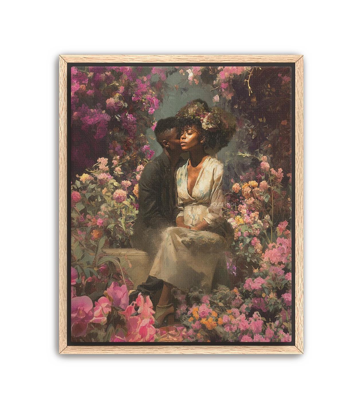 Black Couple Art Print: Vintage African American Love Canvas