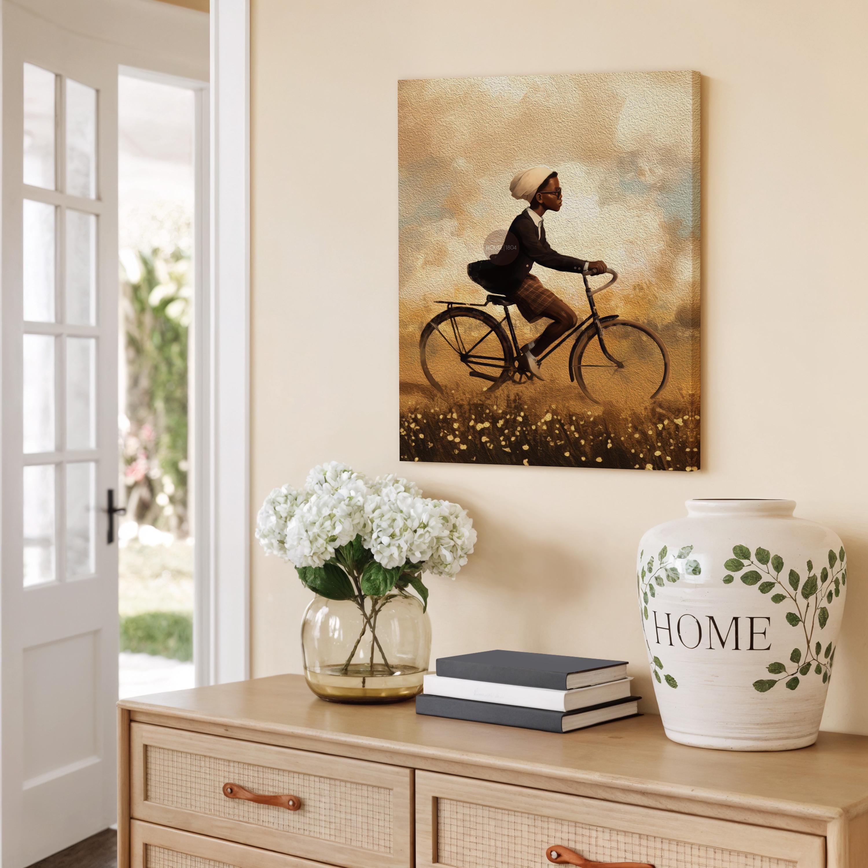 Black Boy Whimsical Framed Canvas Art
