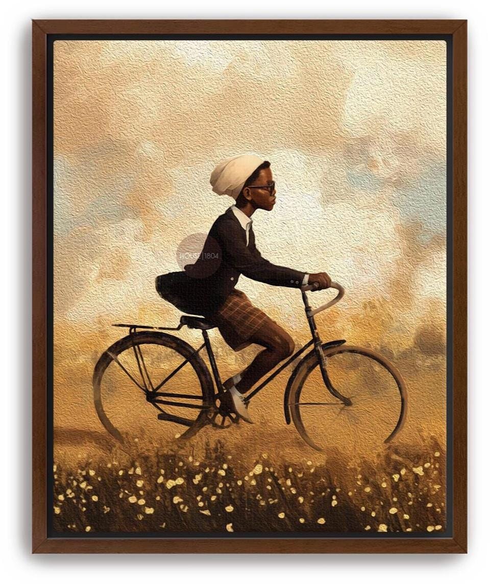 Black Boy Whimsical Framed Canvas Art