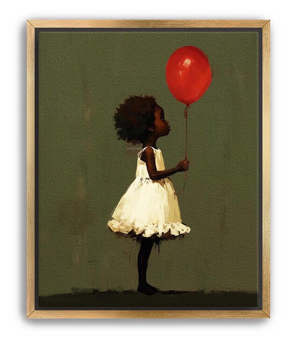 Black Girl Art, Whimsical Balloon Print | Paper Or Canvas, Nursery Wall Decor - Multiple Sizes