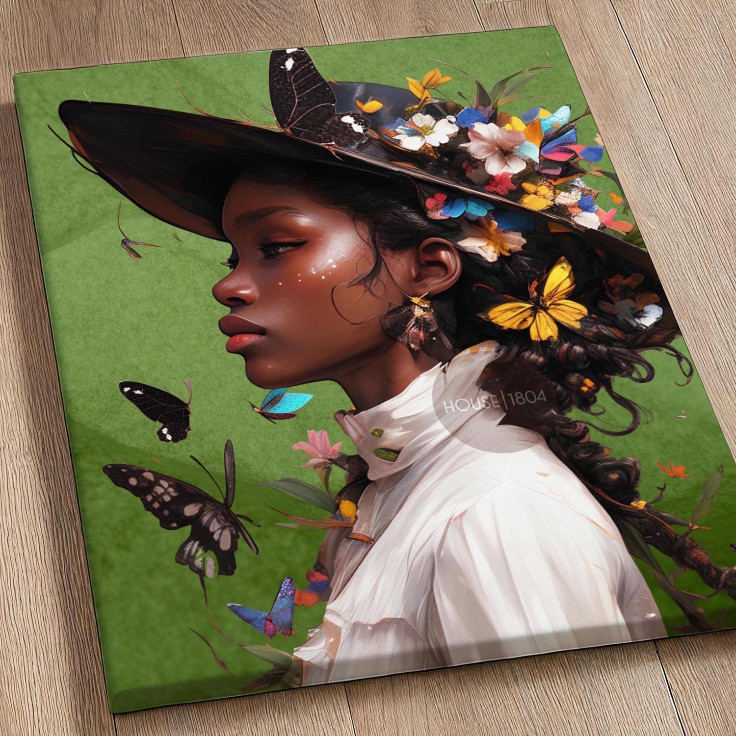 Colorful Black Woman Framed Canvas Wall Art Print