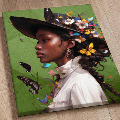Colorful Black Woman Framed Canvas Wall Art Print