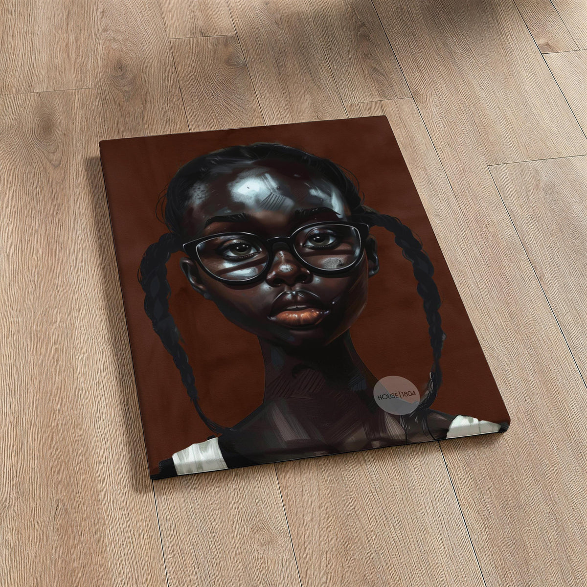 Little Black Girl Wall Art Framed: Afrocentric, African American Children Canvas Print