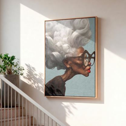 Afrocentric Wall Art Quirky Retro Grandma Portrait Canvas | Framed or Unframed