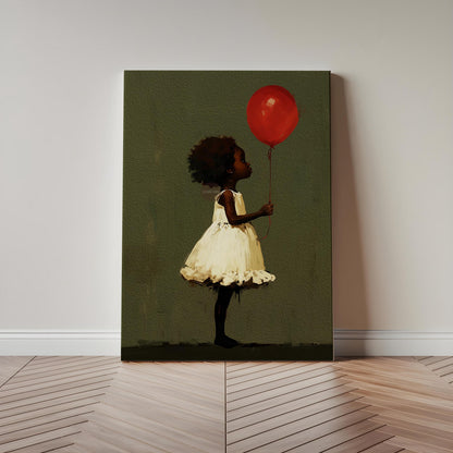Black Girl Art, Whimsical Balloon Print | Paper Or Canvas, Nursery Wall Decor - Multiple Sizes