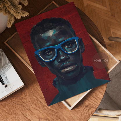 Black Man Art Canvas, Black Man Blue Wall Art, Black Man Portrait Art, Modern African American Wall Art, Black Man in Red and Blue Modern
