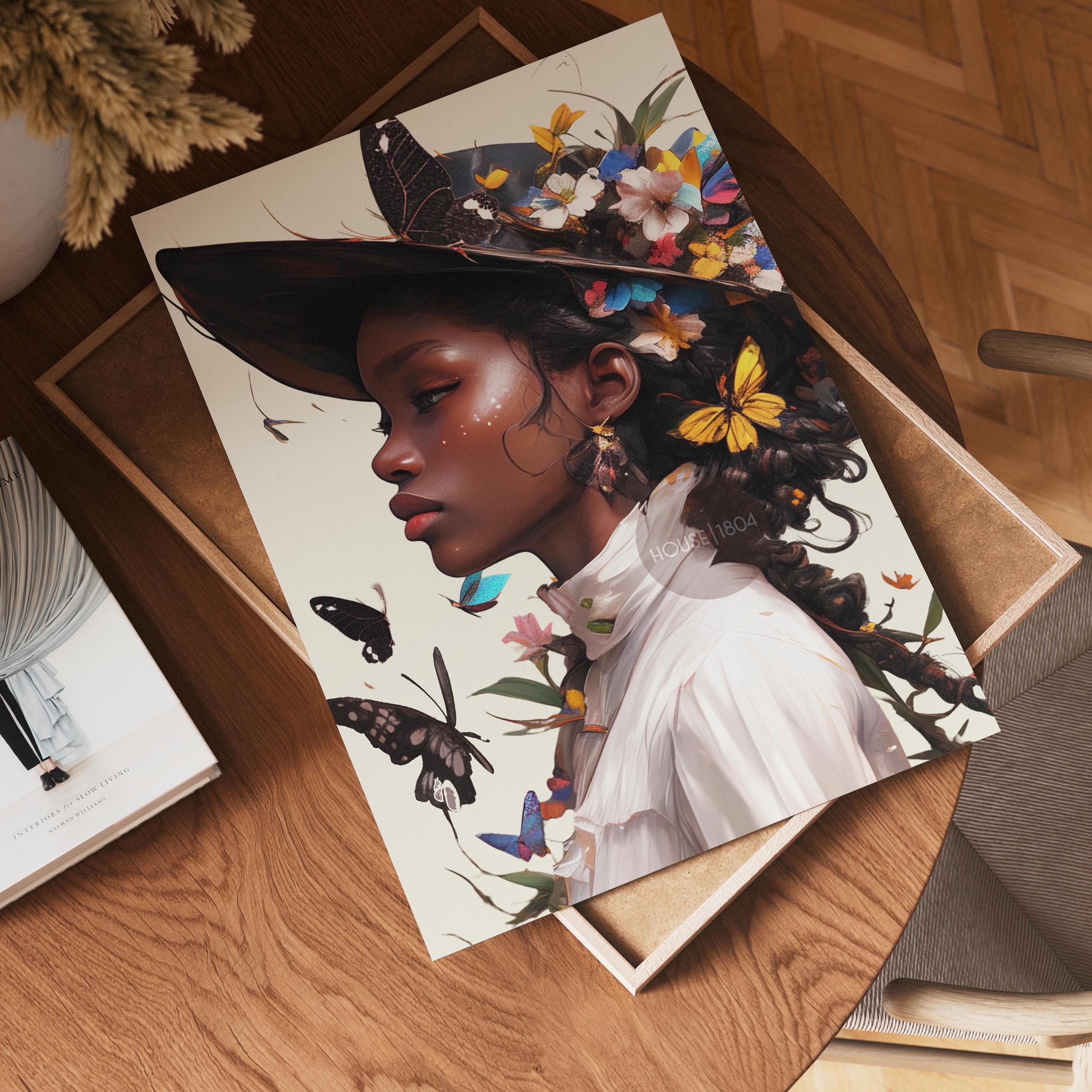 Black Woman Floral Wall Art Print