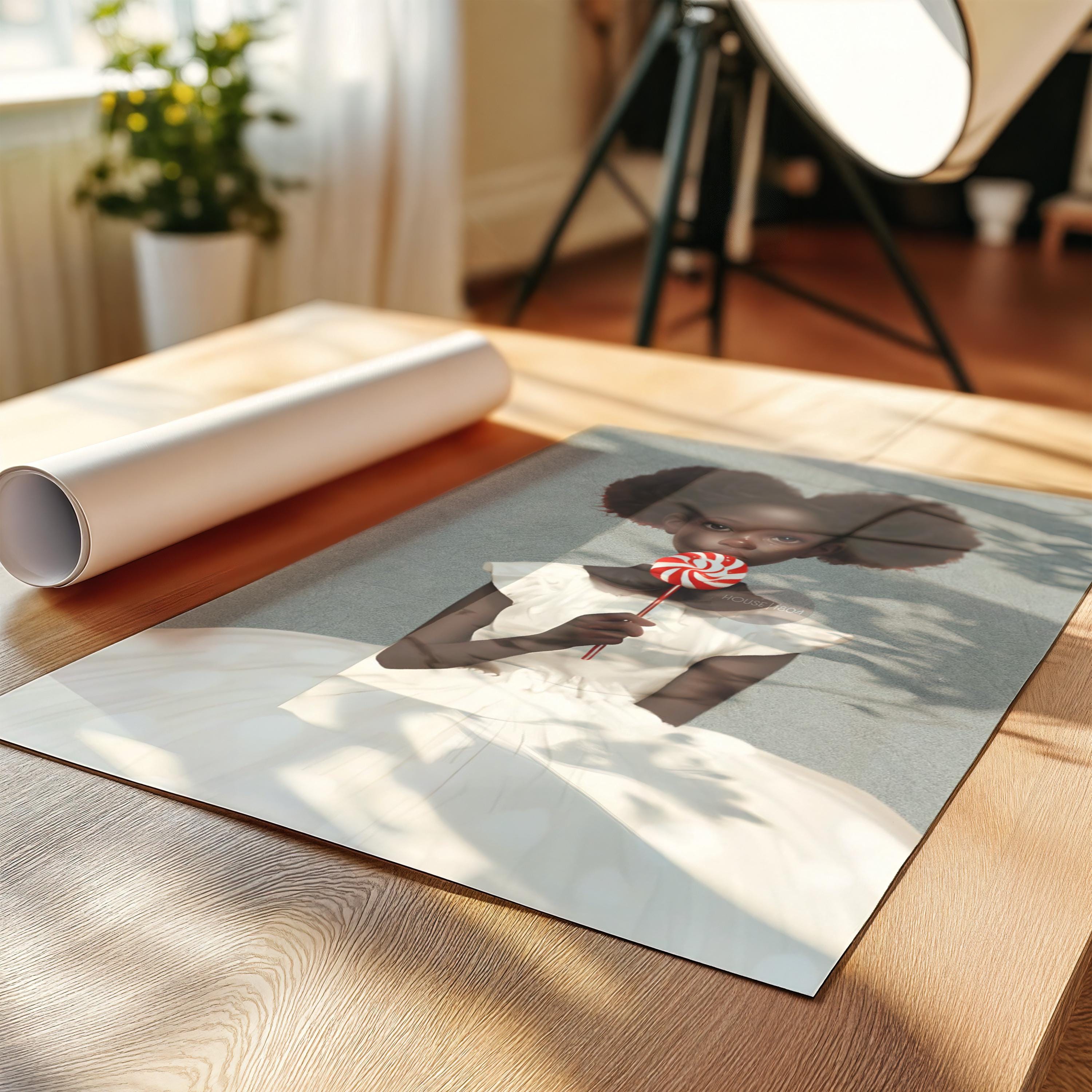 Black Kids Wall Art, Cute Black Girl Nursery Art, Black Toddler Room Art