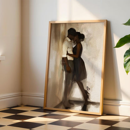 Black Love Art Print, African American Couple, Valentine&